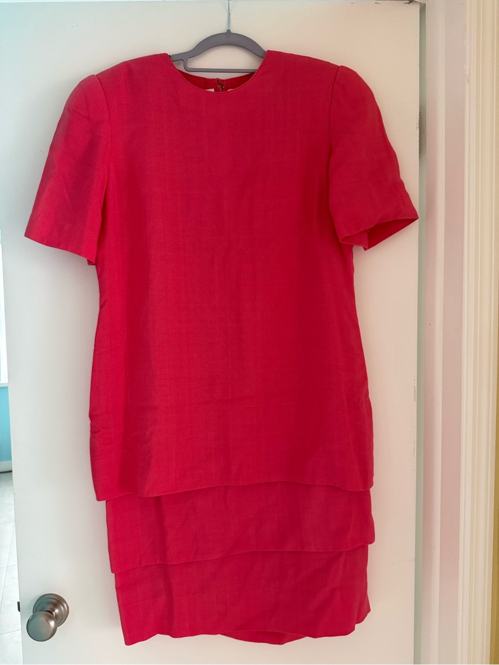 David Hayes Custom Couture 🦩 Pink Raw Silk Shift Dress 14